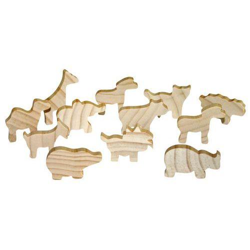 Illustration de : Set 12 figurine en bois animaux à décorer