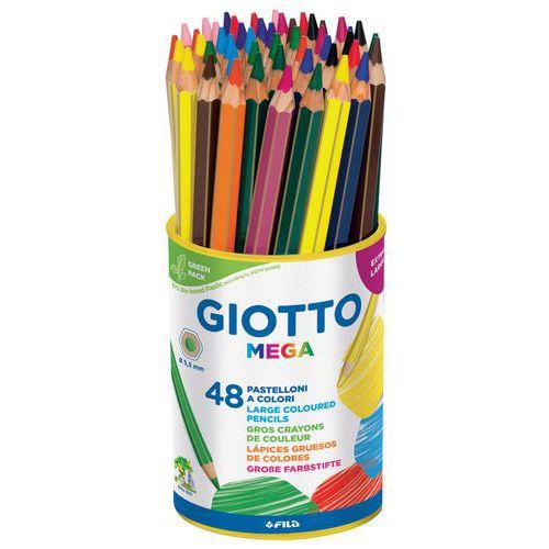 Illustration de : Pot 48 crayons de couleurs méga mine Ø 5,5 mm corps Ø 9 mm - Giotto