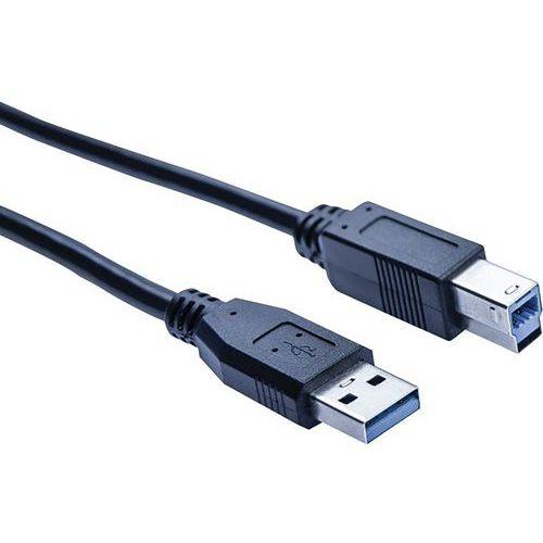 Illustration de : Cordon USB 3.0 type A et B noir - 1,8 m