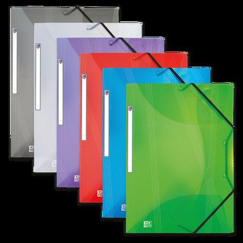 Illustration de : Chemise 3 rabats élastique A4 polypropylène translucide hawai - Oxford