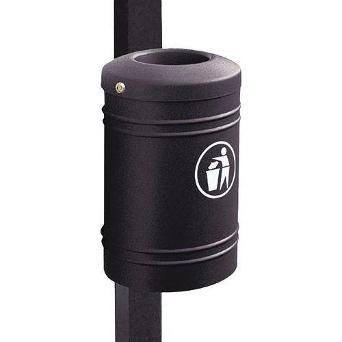 Illustration de : Poubelle Esterel 40 L à fixer sur poteau 8 x 8 cm - Procity