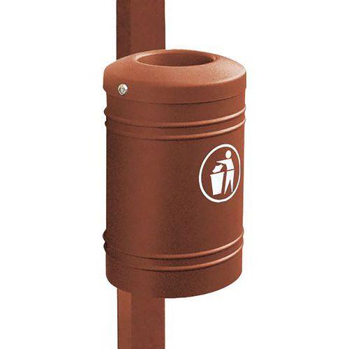 Illustration de : Poubelle Esterel 40 L à fixer sur poteau Ø 7.6 cm - Procity