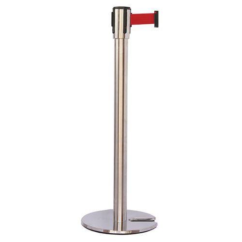 Illustration de : Poteau acier inoxydable à sangle - Base empilable - Manutan Expert
