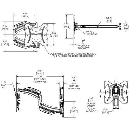Illustration de : Support TV mural 3D Chief TS118SU
