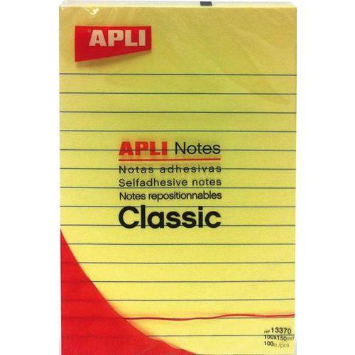 Illustration de : Bloc 100 feuilles notes repositionnable 100x150 mm jaune ligné - Apli