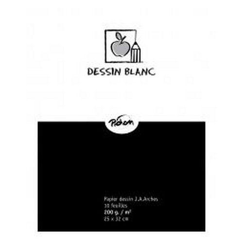 Illustration de : Pochette 10 feuilles blanc ja canson 200 g - 25x32
