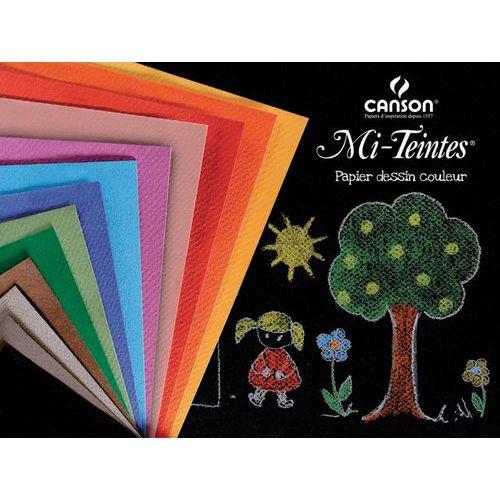 Illustration de : Pochette 12 feuilles papier dessin mi-teintes 160g 25x32 cm - Canson