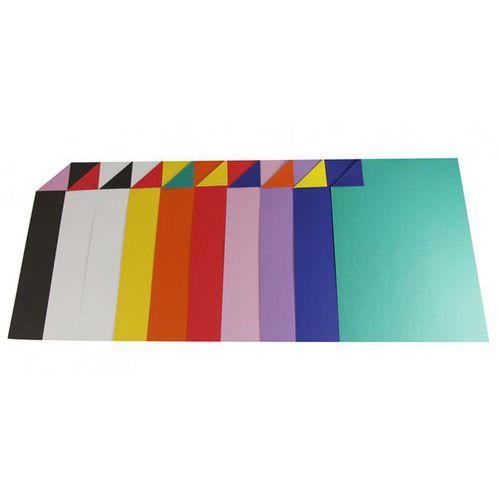 Illustration de : Paquet 100 feuilles cartoline bicolore A4 assorties - Clairefontaine