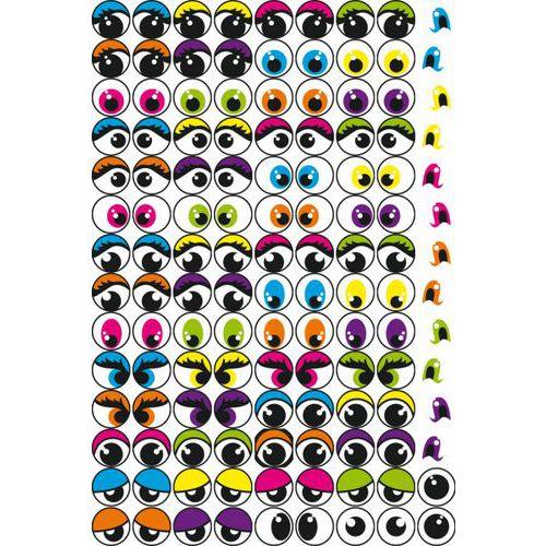 Illustration de : Pochette de 594 gommettes yeux