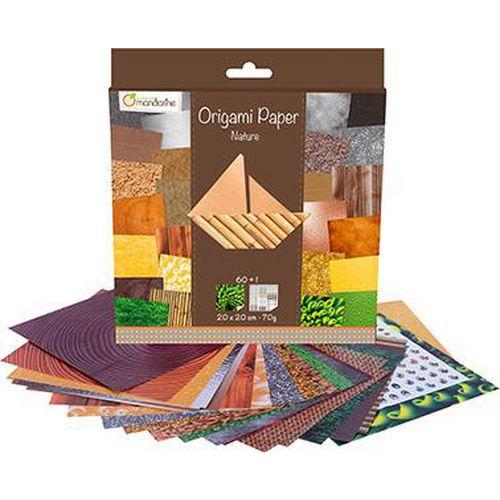 Illustration de : Pochette 60 feuilles papier origami 20 x 20, 70 g - Avenue Mandarine