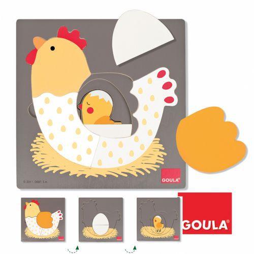 Illustration de : Puzzle 3 niveaux poule - Goula
