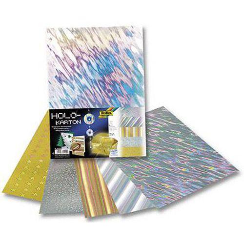 Illustration de : Pochette 5 feuilles carton holographique 25x35 cm 230g - Folia