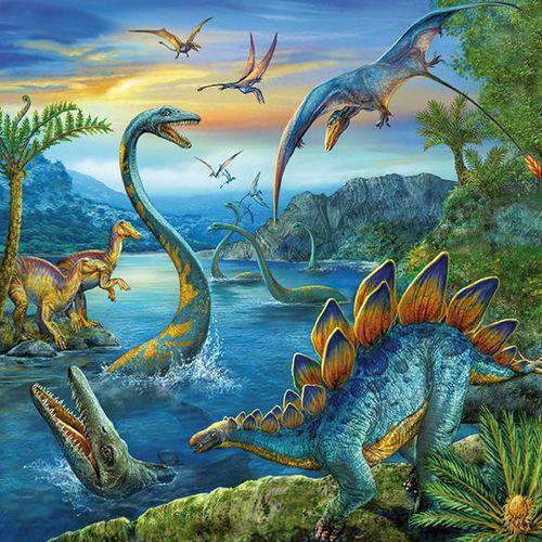Illustration de : Puzzle 3 x 49 pièces fascination des dinosaures