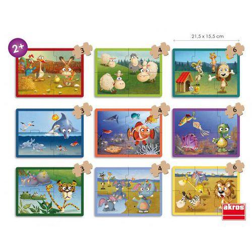 Illustration de : Set de 9 puzzles les animaux - Akros