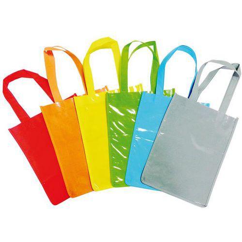 Illustration de : Lot 6 sacs shopping coton en couleurs assorties 30 x 23 cm