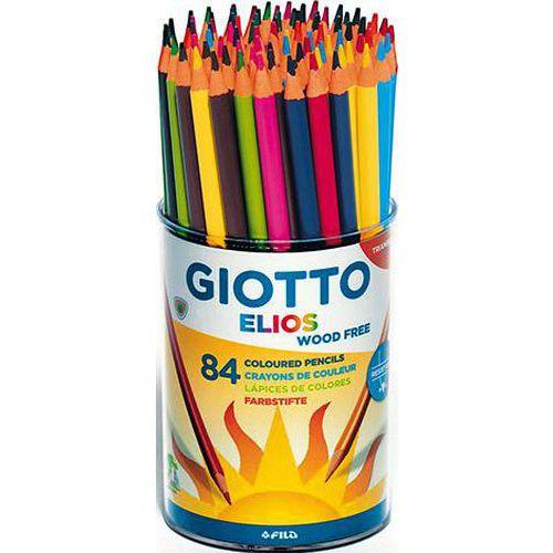 Illustration de : Pot 84 crayons 18 cm elios tri omyacolor - Giotto