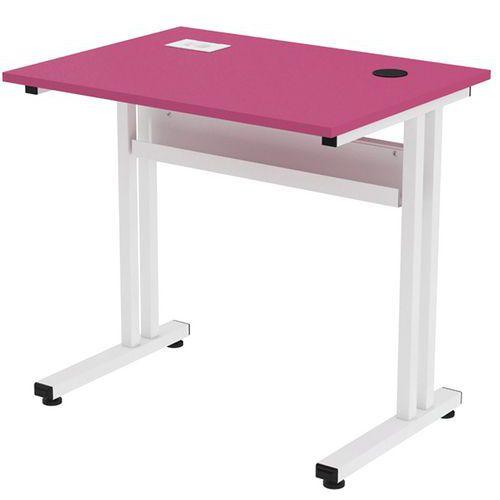 Illustration de : Poste écran Mini fixe mélaminé avec boitier recharge