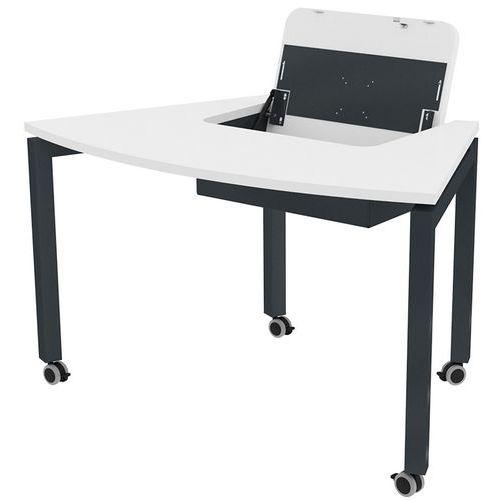 Illustration de : Poste écran incurvé rabattable Arcade mobile mélaminé