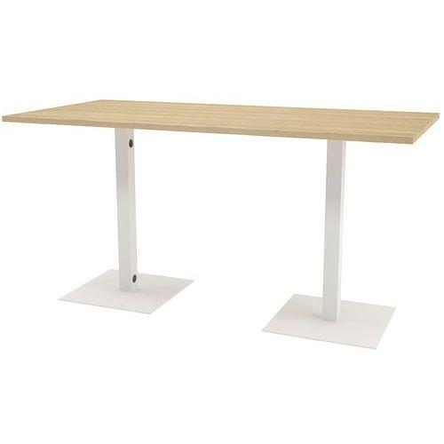 Illustration de : Table réunion haute Greko pied blanc Quadrifoglio