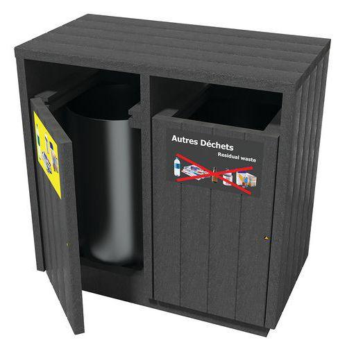 Illustration de : Poubelle Equilibre double tri sac ou bac plastique recyclé Espace Urbain