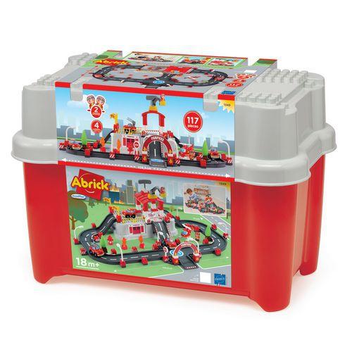 Illustration de : Caisse circuit pompiers 117 pièces Abrick - Ecoiffier