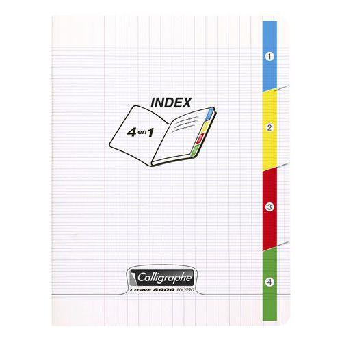 Illustration de : Cahier 4 en 1 polypropylène 96 pages seyes 90 gr 17x22cm - Calligraphe