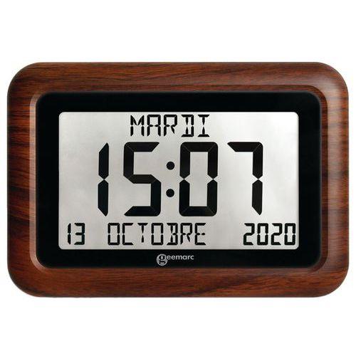 Illustration de : Horloge grand affichage aspect bois Geemarc