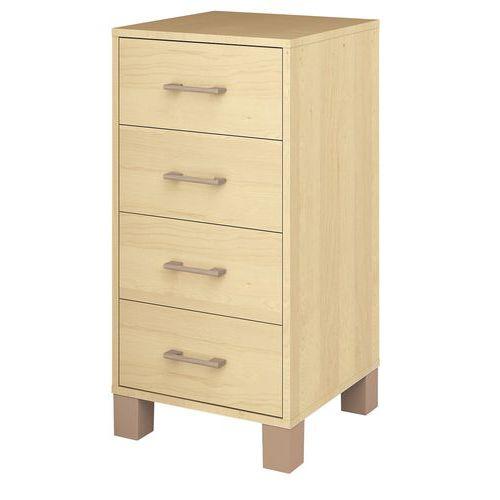 Illustration de : Caisson 4 tiroirs Confetti - finition bouleau