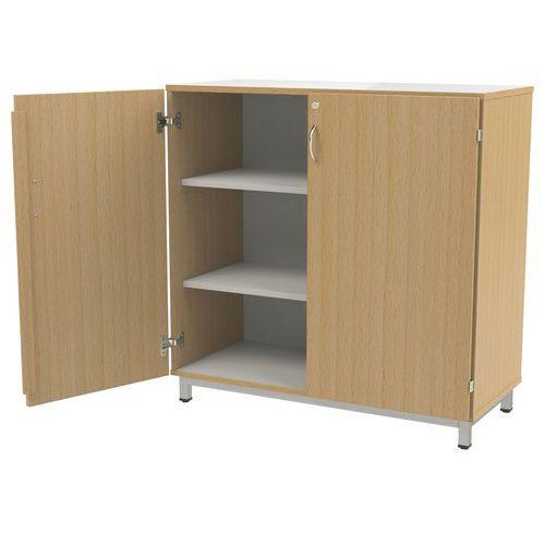 Illustration de : Armoire basse portes battantes Oscar coloris hêtre - Manutan Expert