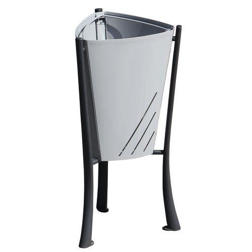 Illustration de : Poubelle Minsk 65 L acier alu 9006 / fonte noir