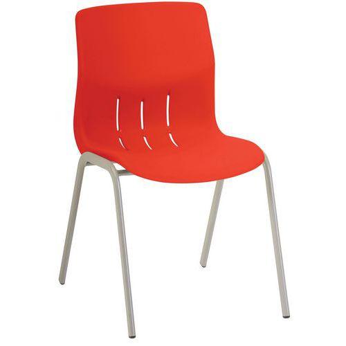 Illustration de : Lot de 5 chaises coque Rio piètement coloris gris alu - Manutan Expert