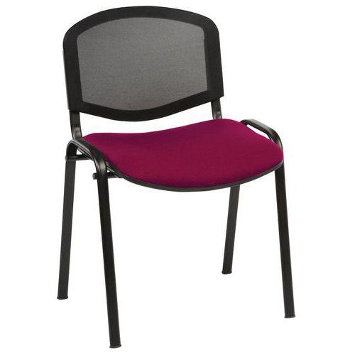 Illustration de : Lot de 5 chaises Bliz piètement noir dossier résille noir assise tissu
