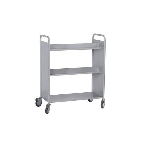 Illustration de : Chariot à livres double face, 4 tablettes inclinées