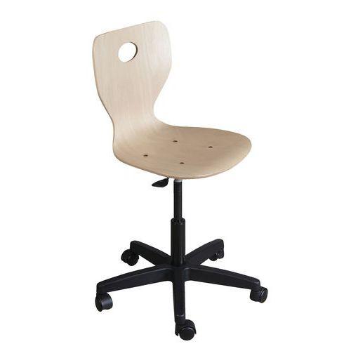 Illustration de : Chaise informatique Fidji piétement plastique coque bois