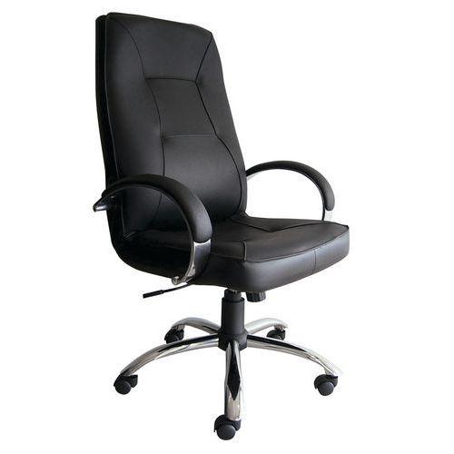 Illustration de : Fauteuil de direction Pampa piètement chromé cuir coloris noir GGI