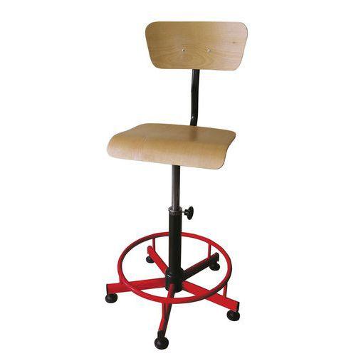 Illustration de : Chaise haute assise bois réglable manuellement avec repose-pieds