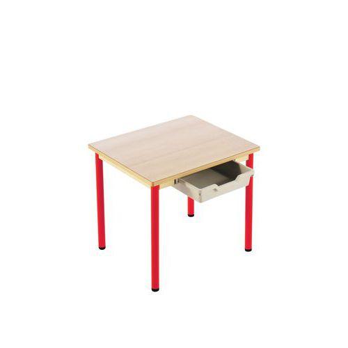 Illustration de : Table fixe Chloé plateau rectangulaire hêtre casier 4 pieds- Mobidecor