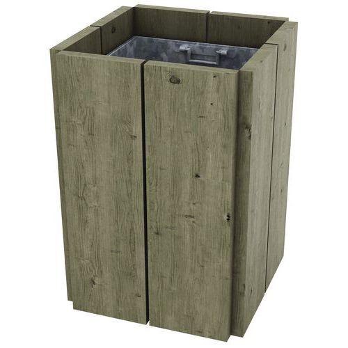 Illustration de : Poubelle carrée Kerguélen 50L - pin traité - Manutan Expert