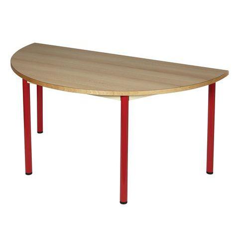 Illustration de : Table fixe Chloé plateau hêtre 4 pieds demi-lune - Mobidecor