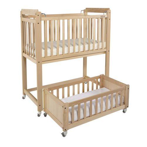 Illustration de : Lit crèche DUO 2 niveaux, lit haut fixe, lit bas mobile