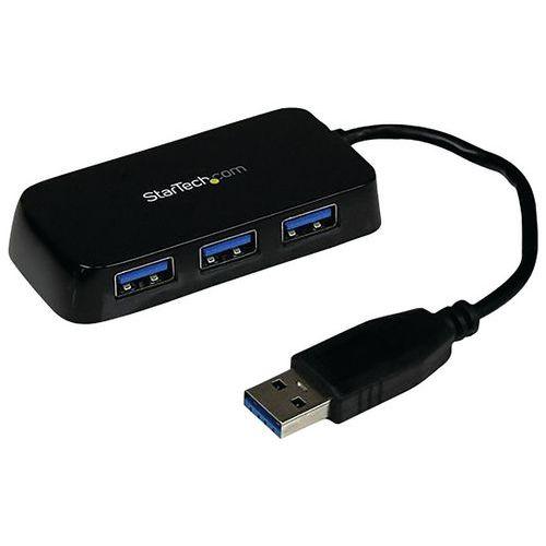 Illustration de : Hub USB 3.0 à 4 ports avec câble intégré Noir StarTech