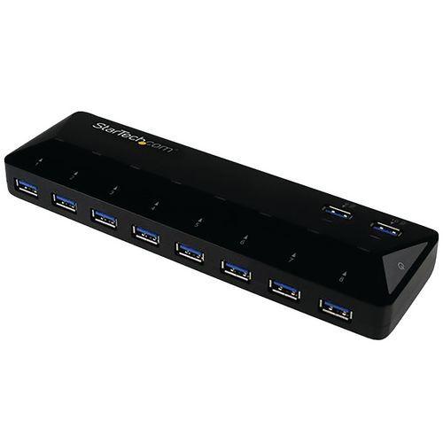 Illustration de : Hub USB 3.0 à 10 ports avec ports de charge et synchronisation-2x 1,5 A