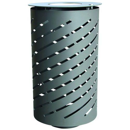 Illustration de : Poubelle Spiral 65L acier galvanisé gris martelé