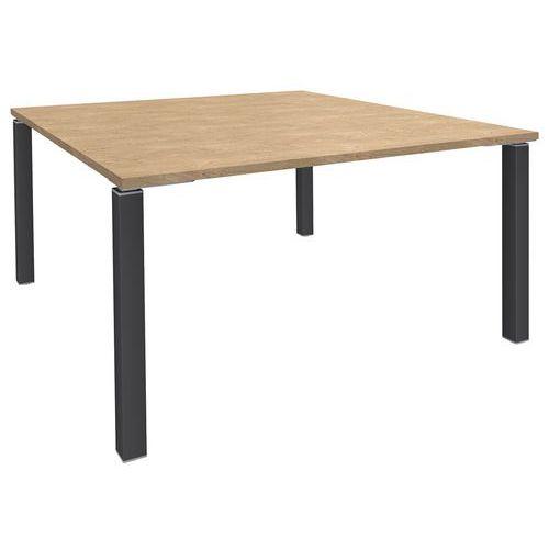 Illustration de : Table de réunion carrée 140x140 cm Lounge 4 pieds Simmob