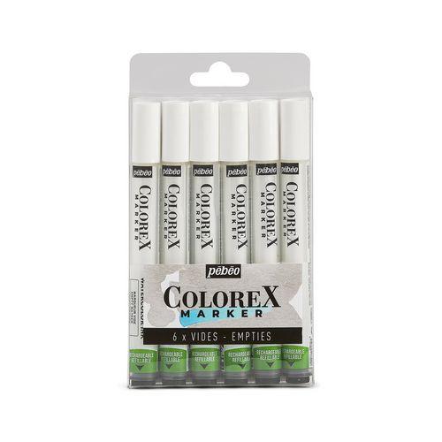 Illustration de : Set 6 markers vides Colorex - Pébéo