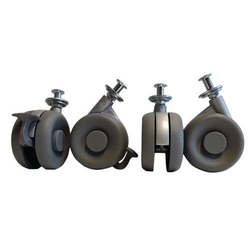 Illustration de : Kit de 4 roulettes en acier pour meuble Confetti