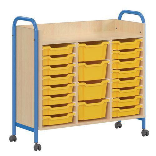 Illustration de : Meuble 20 bacs plastique sur roulettes Chloé - Mobidecor