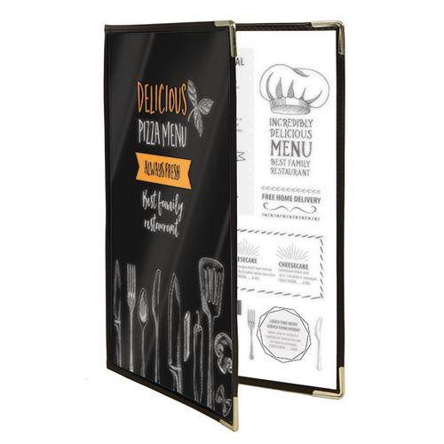 Illustration de : Lot de 3 protège menus en plastique et métal A4