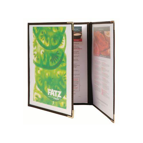 Illustration de : Lot de 4 protège menus en plastique et métal A4
