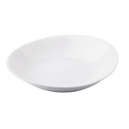 Illustration de : Assiette creuse ovale en porcelaine blanc-Eo